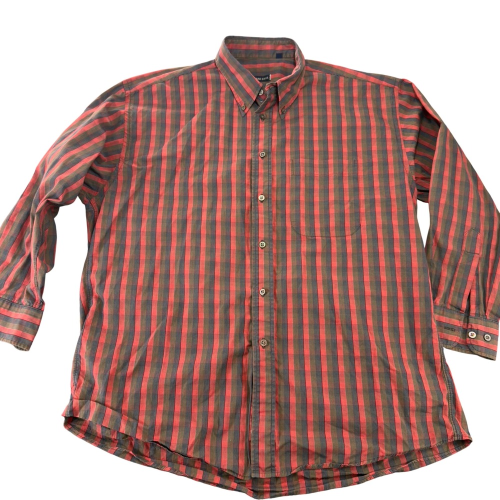 Vintage Gitman Bros Plaid Button Down Shirt Made in USA Red Size XL
